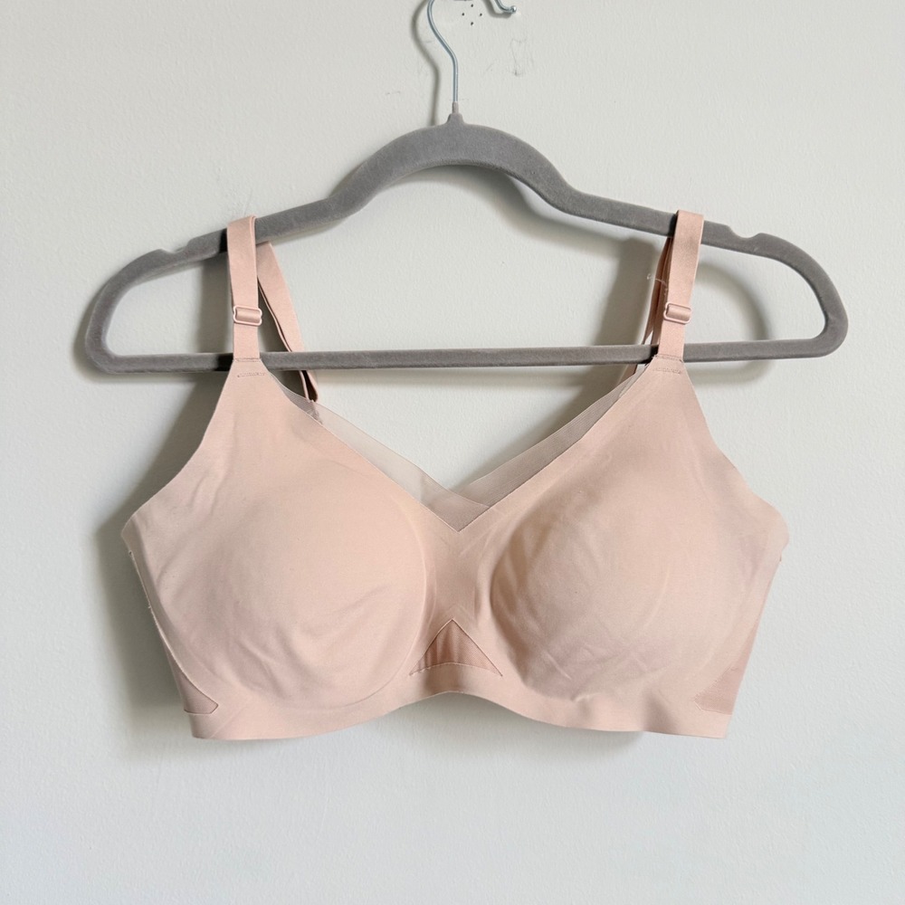 Honeylove V-Neck Wireless Bra Nude Beige Mesh Detail LWBR0302 Size Medium